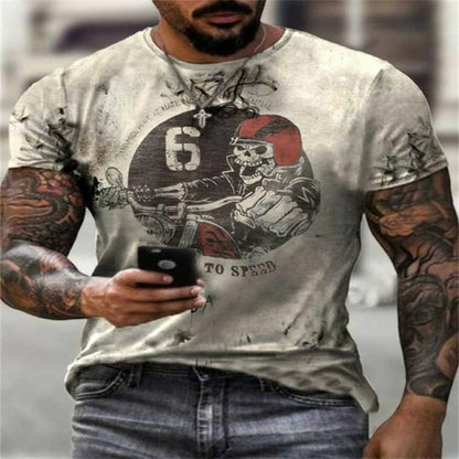 3D Printed Men's Short Sleeve Casual Round Neck Street T shirt