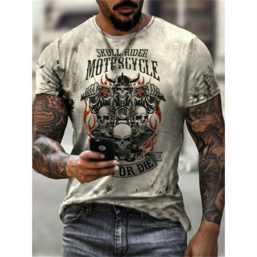 3D Printed Men's Short Sleeve Casual Round Neck Street T shirt