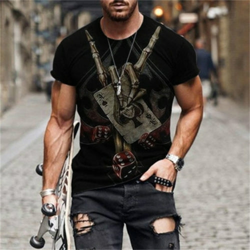 3D Printed Men's Short Sleeve Casual Round Neck Street T shirt