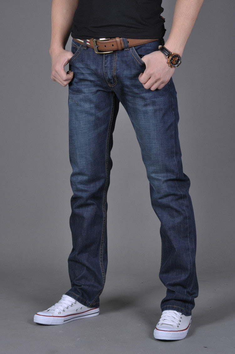 Men Long Denim Straight-Leg Pants