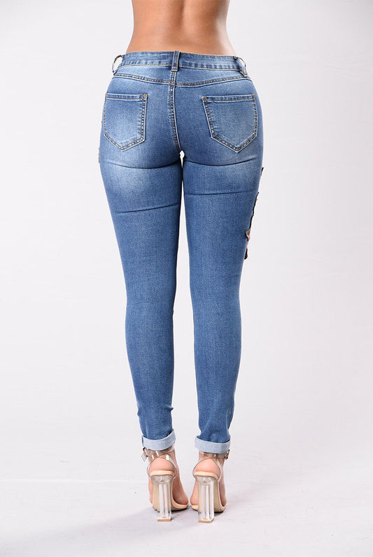 Embroidery Stretch Jeans