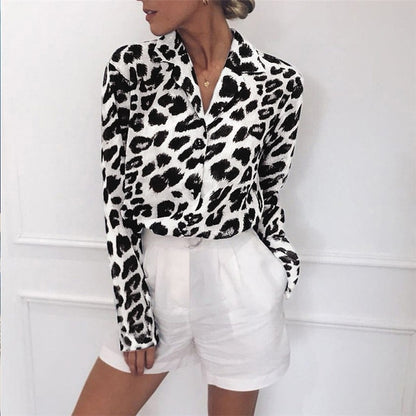 Women Casual Leopard Printed Blouse