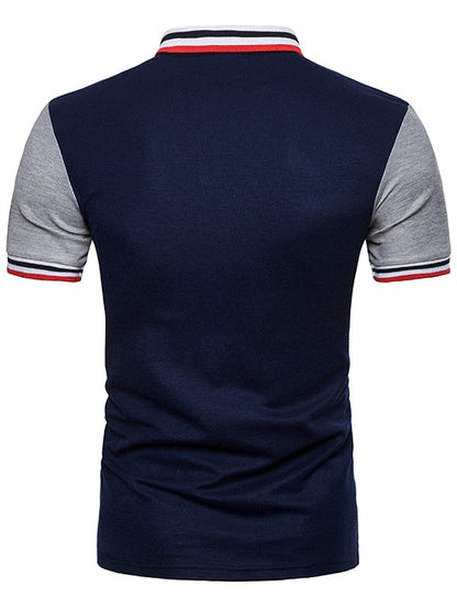 Contrast Color Striped Short Sleeve Polo T-shirt