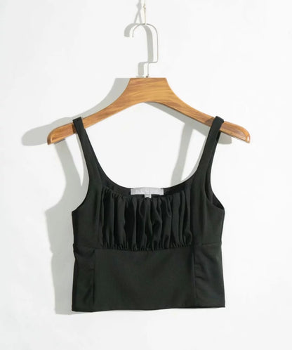 New Retro Square Neck Pleated Top