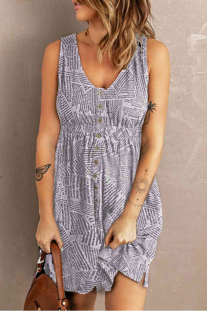 Printed Flora Sleeveless Dress with Pockets