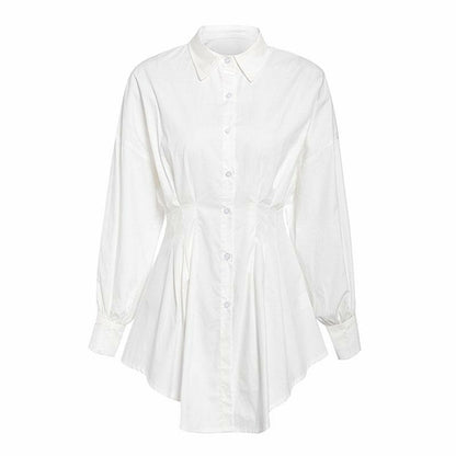 Women White Mini Shirt Dress