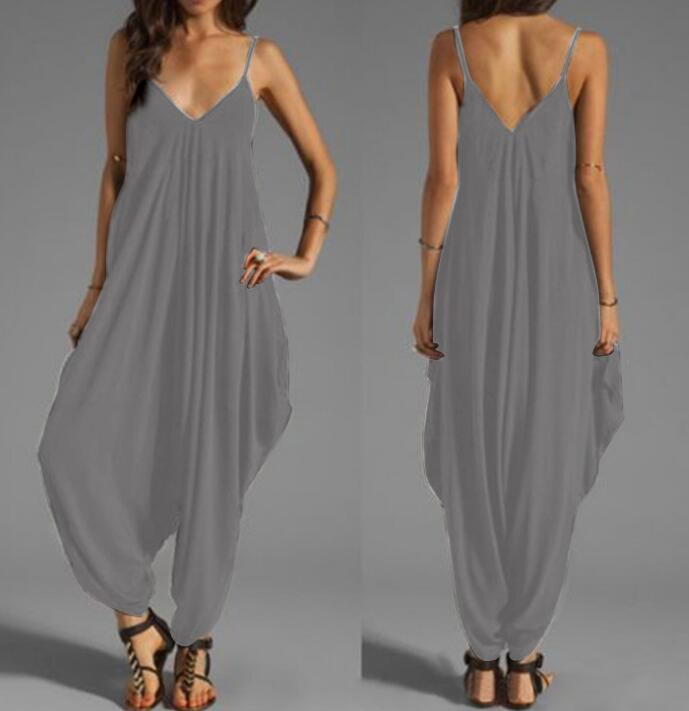 Low-cut V-neck Sexy Suspender Jumpsuit Casual Loose Jumpsuit
