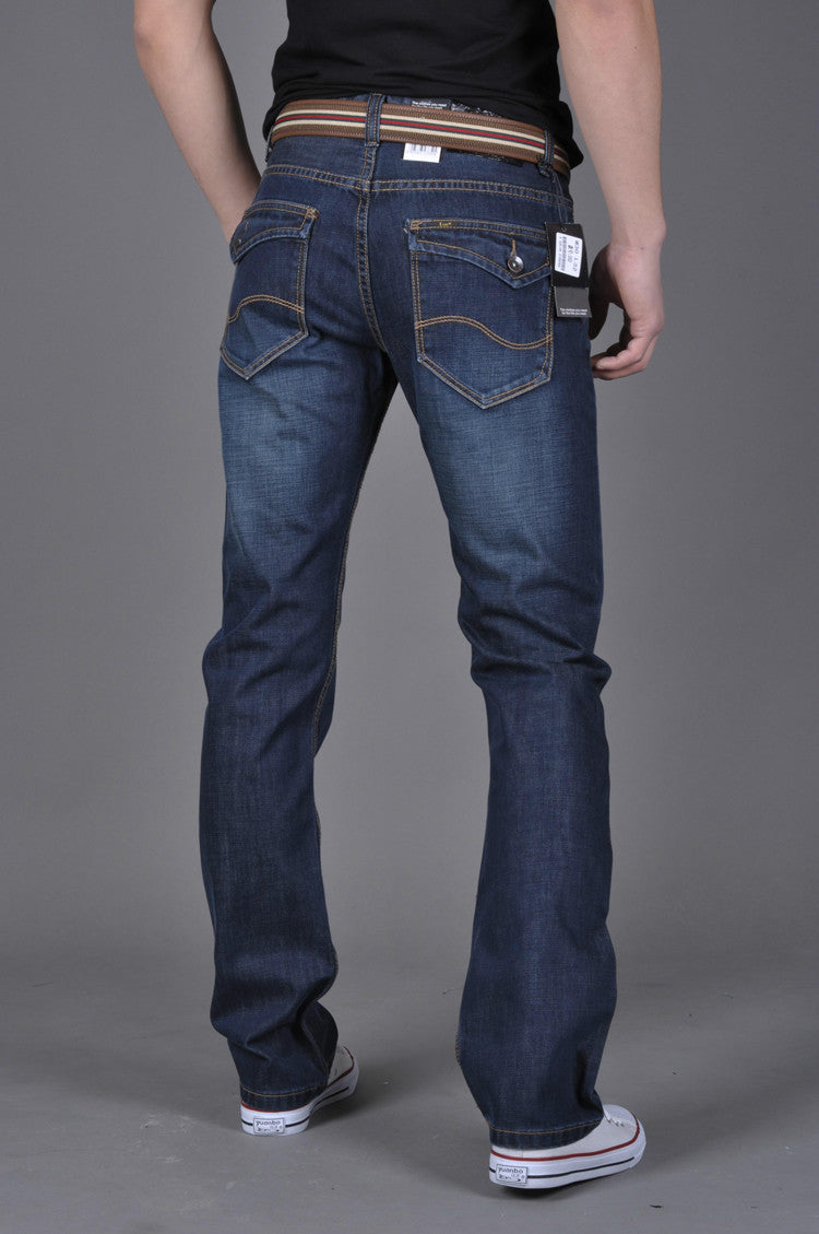 Men Long Denim Straight-Leg Pants