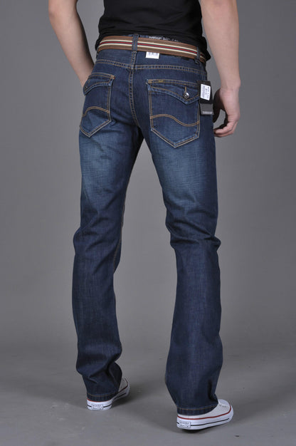 Men Long Denim Straight-Leg Pants