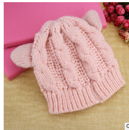 Hand Made 3D Cute Knitted Cat Ear Beanie Hat