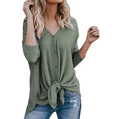 women's waffle knit tunic blouse shirt