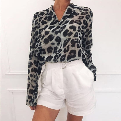 Women Casual Leopard Printed Blouse