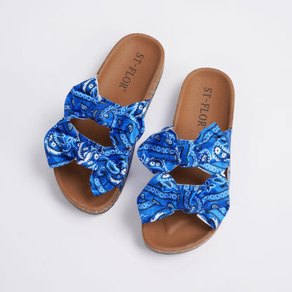 Women Printed Sandals With Handbag Set