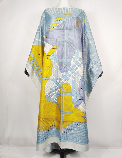Women Printed Silk Loose Kaftan Dresses