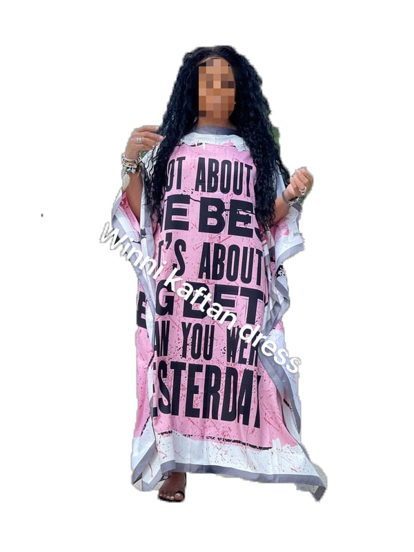 Women Printed Silk Loose Kaftan Dresses