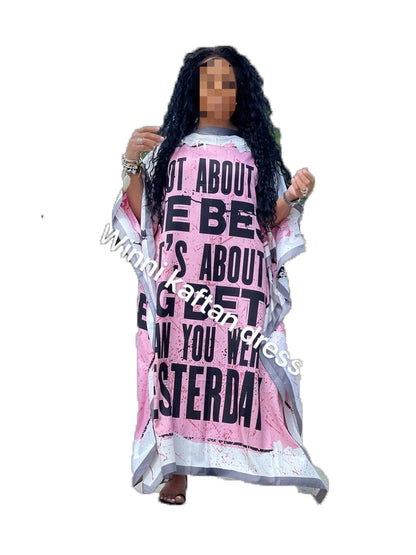 Women Printed Silk Loose Kaftan Dresses