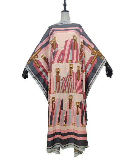 Women Printed Silk Loose Kaftan Dresses