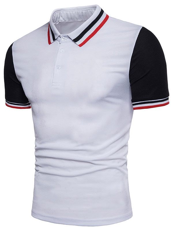 Contrast Color Striped Short Sleeve Polo T-shirt