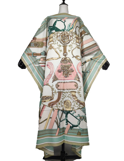 Women Printed Silk Loose Kaftan Dresses