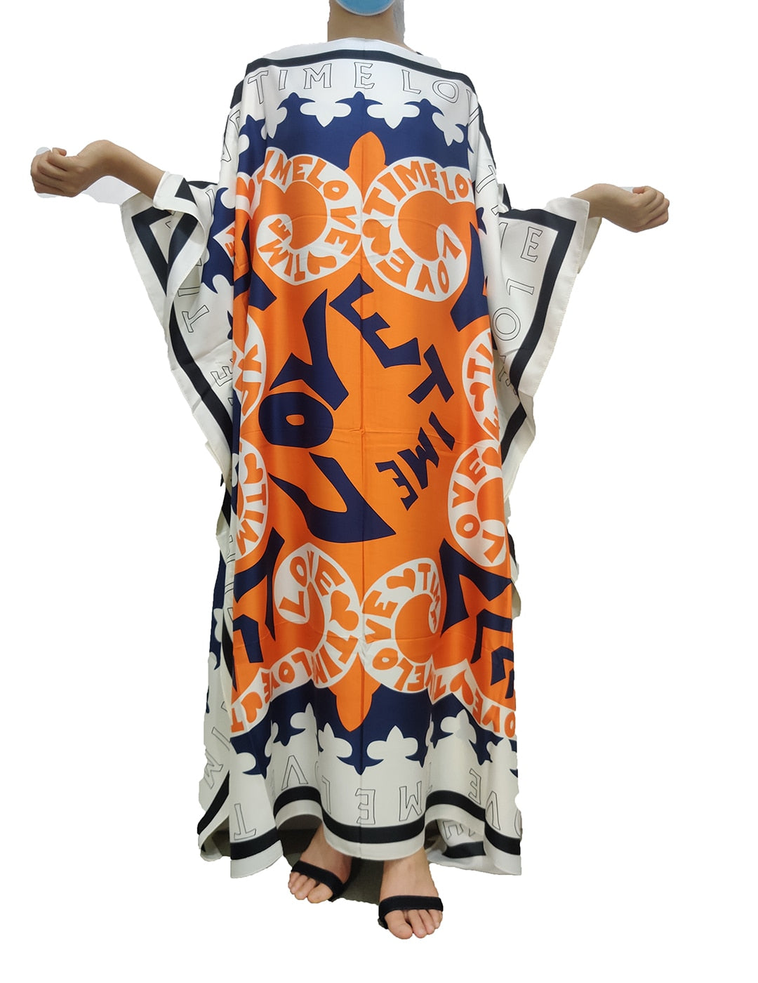 Women Printed Silk Loose Kaftan Dresses