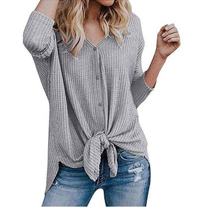 women's waffle knit tunic blouse shirt