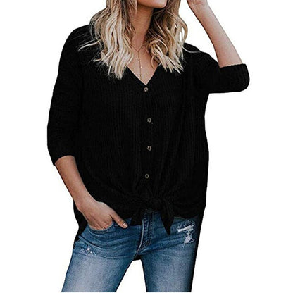women's waffle knit tunic blouse shirt