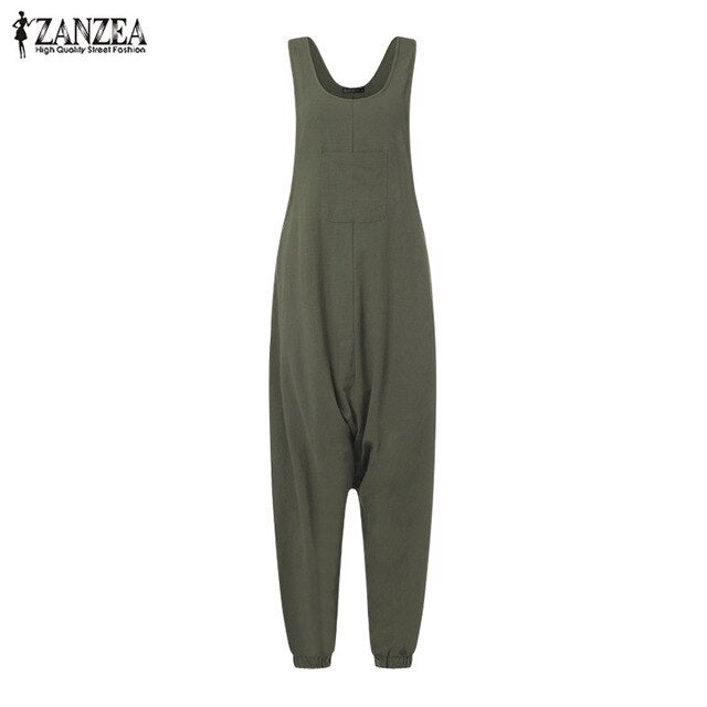 Low-cut V-neck Sexy Suspender Jumpsuit Casual Loose Jumpsuit