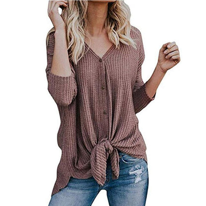 women's waffle knit tunic blouse shirt