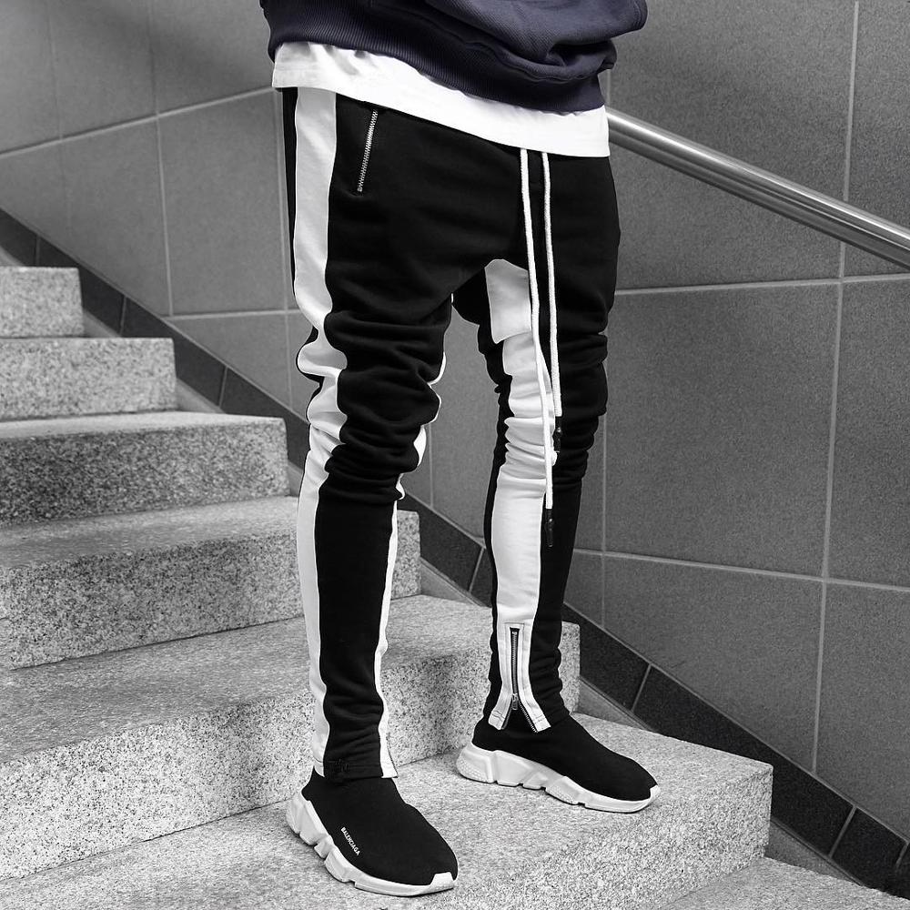 Men Drawstring Side Stripe Skinny Jogger Pant
