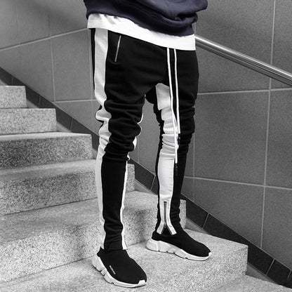 Men Drawstring Side Stripe Skinny Jogger Pant