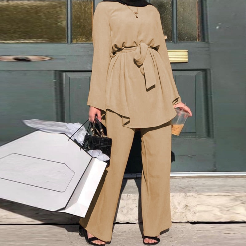 Women Two Piece Mubarak Kaftan Fashion Hijab Set