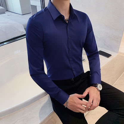 Men Fashion Long Sleeve Business Formal Slim Fit Top S-7XL