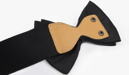 Women Elegant Elastic Waistbands Stretchy Solid Color Ribbon Bow-Knot Waist Belt