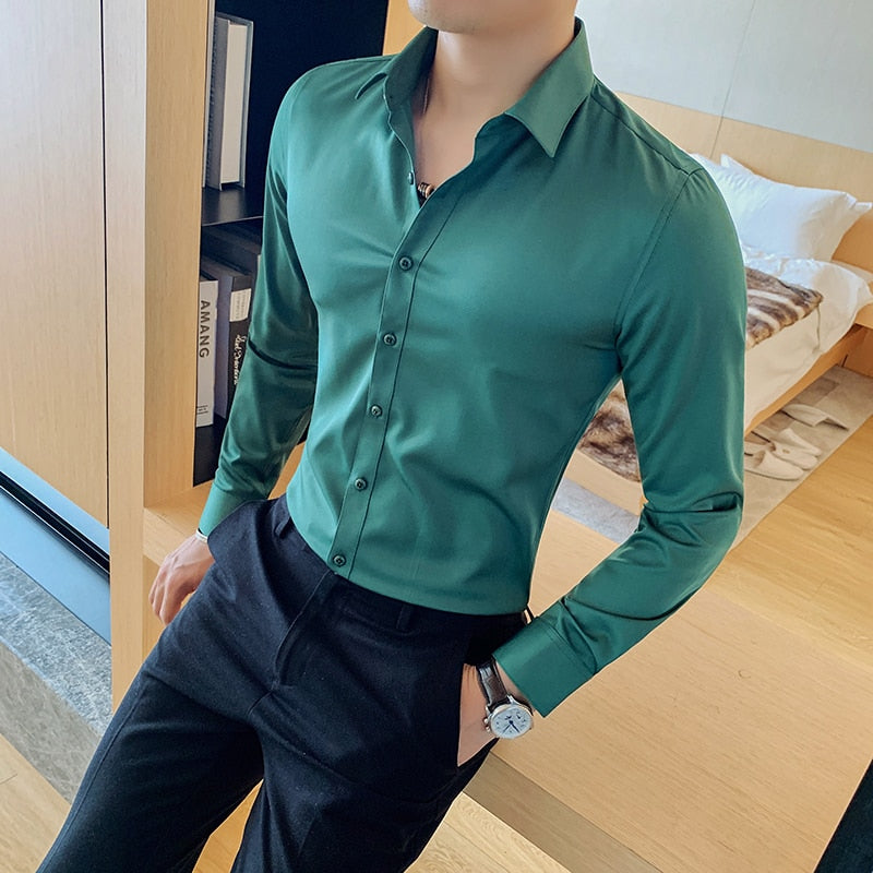 Men Fashion Long Sleeve Business Formal Slim Fit Top S-7XL