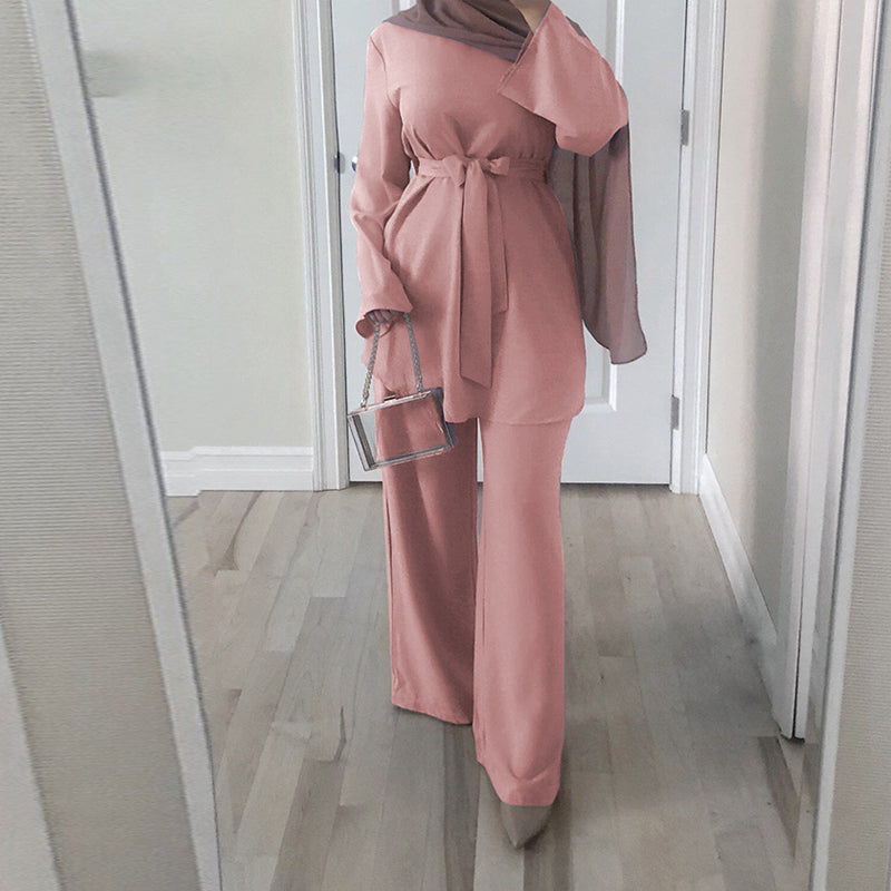 Women Two Piece Mubarak Kaftan Fashion Hijab Set
