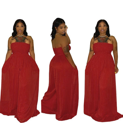 Women Solid Sexy Off Shoulder Sleeveless Summer Casual Romper