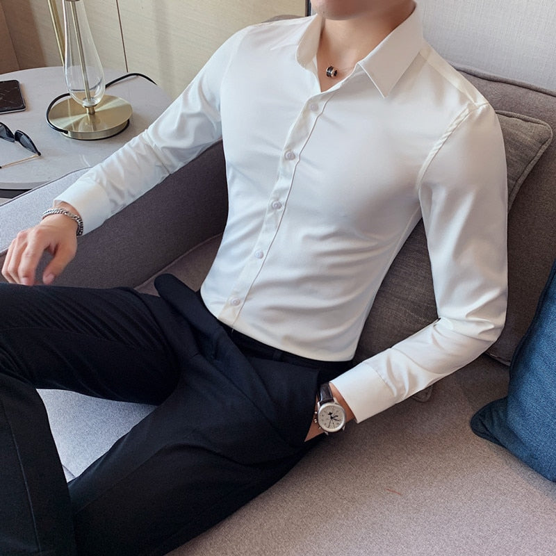 Men Fashion Long Sleeve Business Formal Slim Fit Top S-7XL