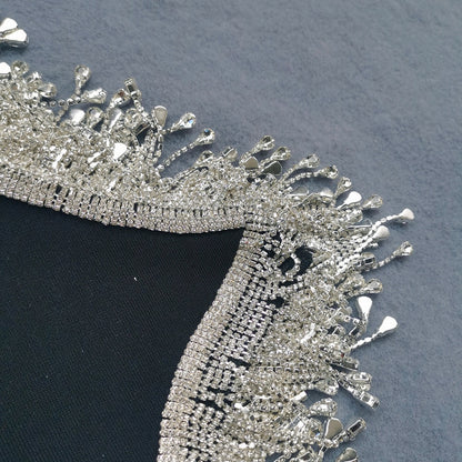 New Women Round Neck Irregular Rhinestone Tassel Multicolor Skinny Sleeveless Dress