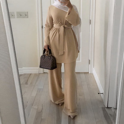 Women Two Piece Mubarak Kaftan Fashion Hijab Set