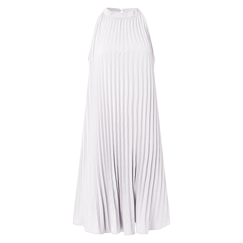 Women Elegant Satin Silk Sexy Sleeveless Collar Evening Party Long Dress