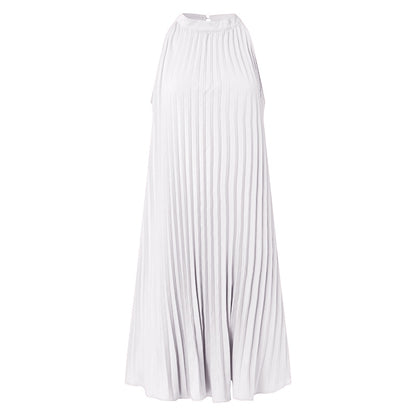 Women Elegant Satin Silk Sexy Sleeveless Collar Evening Party Long Dress