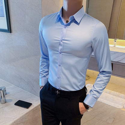 Men Fashion Long Sleeve Business Formal Slim Fit Top S-7XL