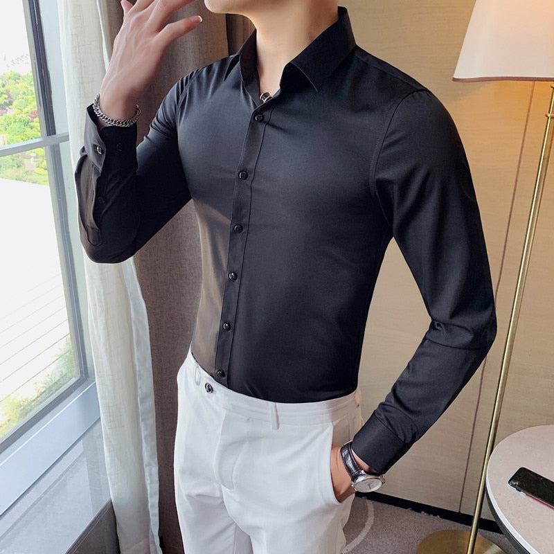 Men Fashion Long Sleeve Business Formal Slim Fit Top S-7XL