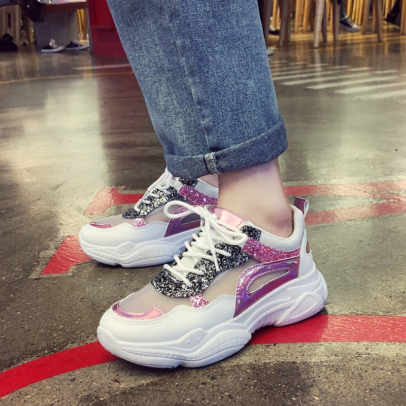 Women Fashion  Design Comfortable Graffiti Breathable Platform Shoes