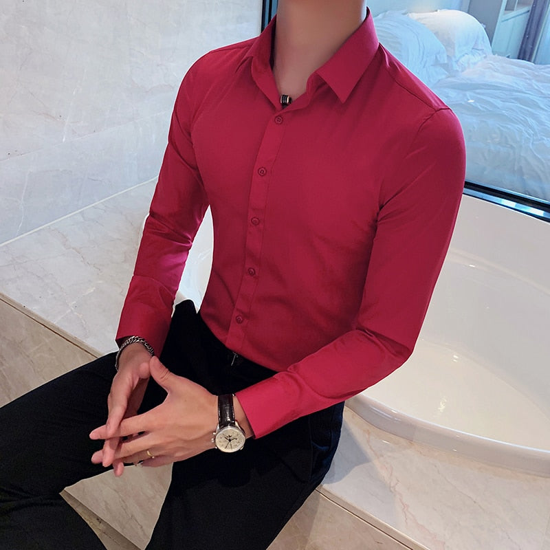 Men Fashion Long Sleeve Business Formal Slim Fit Top S-7XL