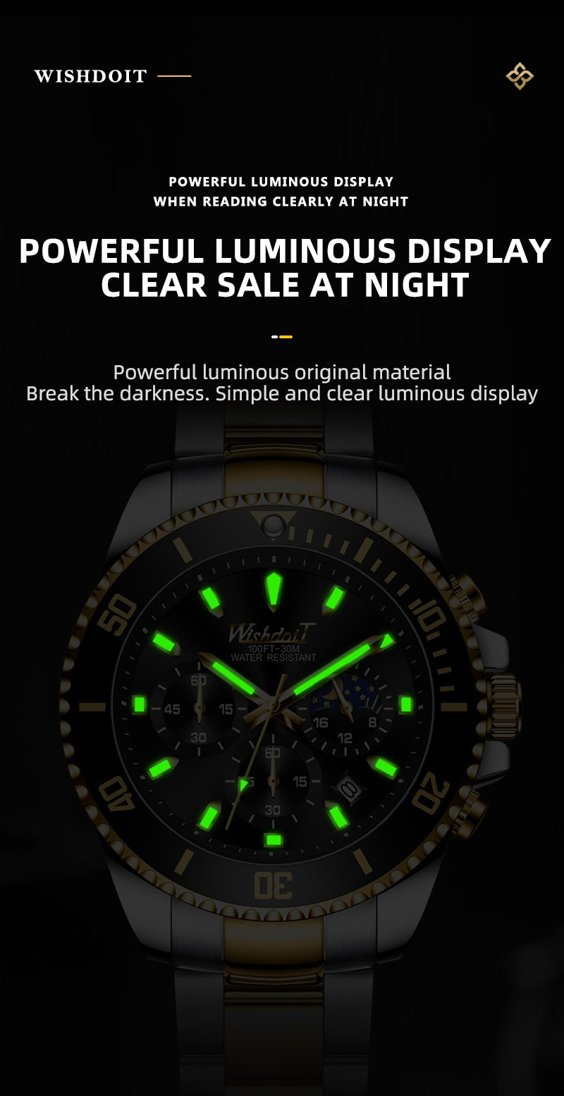 Men Brand Waterproof Sports Stainless Steel New Fashion Luxury Watch