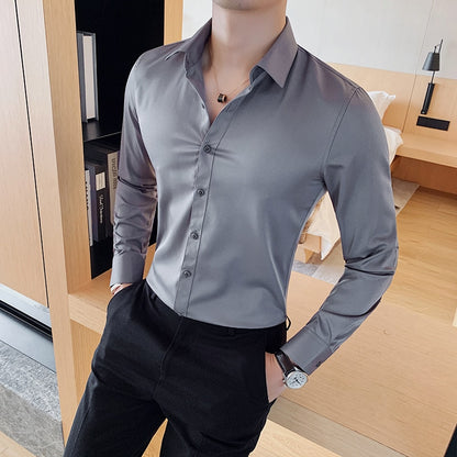 Men Fashion Long Sleeve Business Formal Slim Fit Top S-7XL
