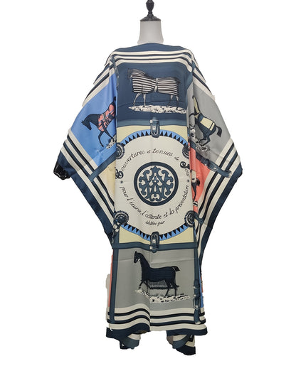 Women Printed Silk Loose Kaftan Dresses