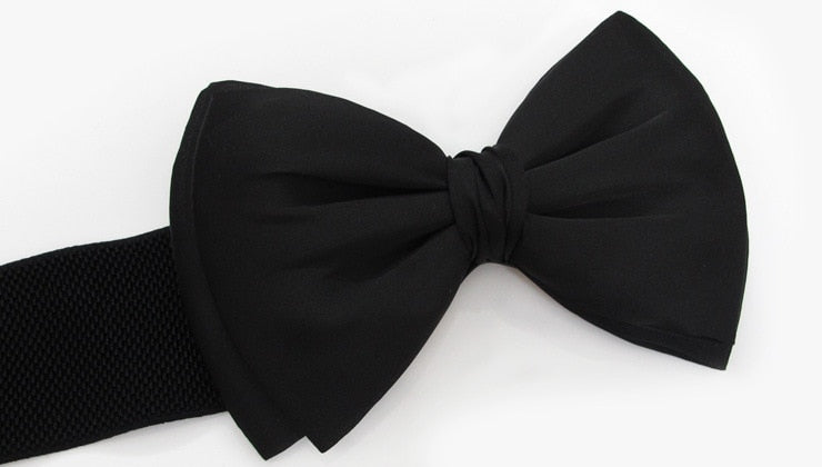 Women Elegant Elastic Waistbands Stretchy Solid Color Ribbon Bow-Knot Waist Belt