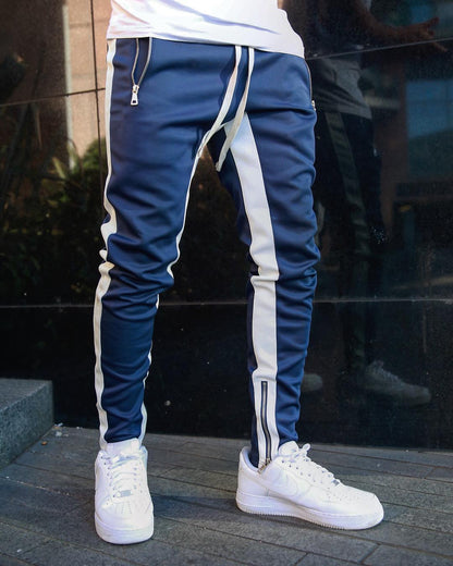 Men Drawstring Side Stripe Skinny Jogger Pant